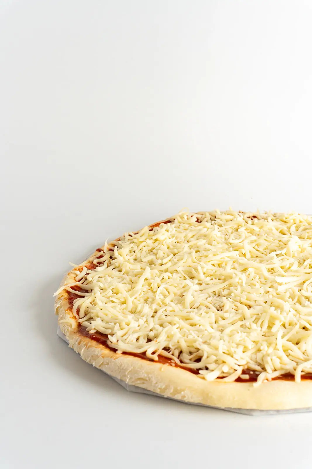 cheese pizza on a white background